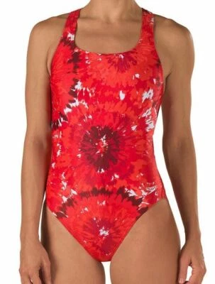 SPEEDO Burst Drop Back Red White Swim Suit Womens Sz 2 28 4 30 6 32 8 34 10 36 - Image 1 of 4