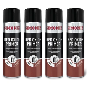 4 x Simoniz Red Oxide Primer Car Spray Paint Acrylic Aerosol Plastic Wood 500ml - Picture 1 of 2