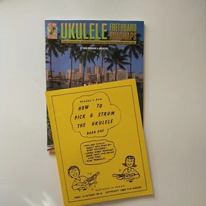 lot Ukulele Fretboard Roadmaps and Heeday's Ukulele pick 1989 Made in Hawaii - Picture 1 of 18