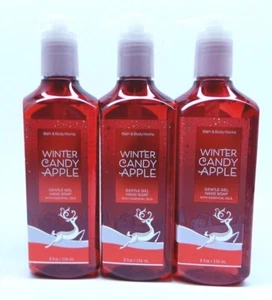 3 BATH & BODY WORKS WINTER CANDY APPLE GENTEL GEL HAND SOAP 8 fl.oz NEW! - Picture 1 of 4