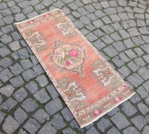 Floral Turkish Small Rug , 1.6x3.5 Feet , Decorative Carpet , Vintage Rug - Picture 1 of 9