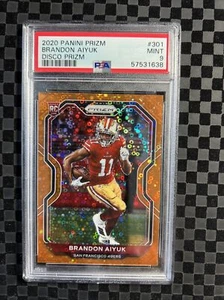 2020 Panini Prizm Football Orange Disco Prizm #301 Brandon Aiyuk RC 49ers PSA 9 - Picture 1 of 2