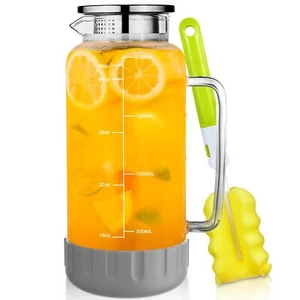 AOFMEE GLASS PITCHER WITH LID 68OZ SILICONE AFGP2LG - GRAY - Picture 1 of 5