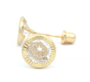 Tioneer 6,5 mm runde Lünette 14k Gelbgold Schraube Rückseite Ohrringe - Bild 1 von 2