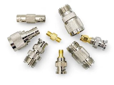 8 Pc UHF BNC SMA RF Adapter Connector Kit for Amateur GMRS CB Commercial Radios - Image 1 of 4