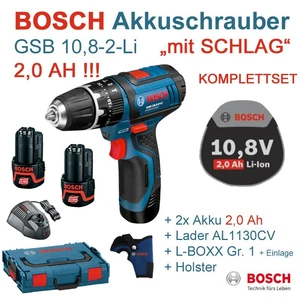 Bosch Akkuschrauber mit Schlag GSB 10,8-2-Li 2 Akku 2,0AH + Lader + L-BOXX Gr. 1 - Bild 1 von 1