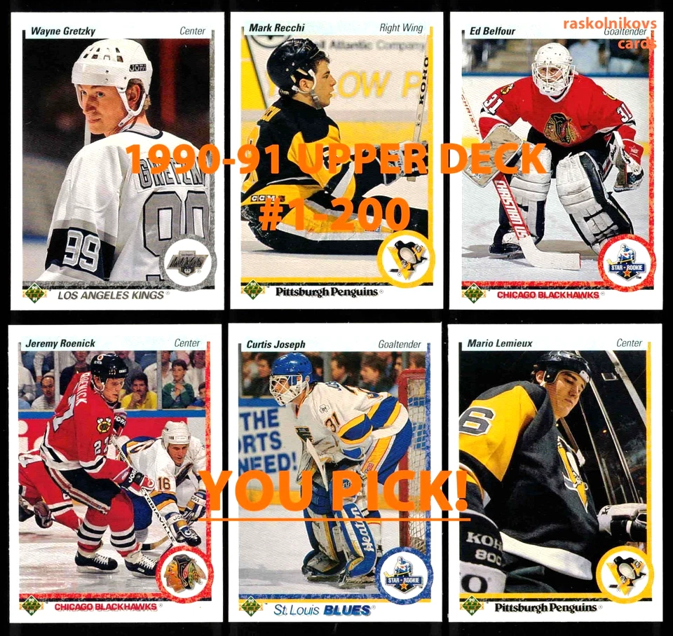 1990-91 Upper Deck HOCKEY #1-200 Complete Your Set $2 or 2 Card Minimum YOU PICK - Image 1 of 1
