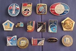 VINTAGE Russian Cosmonaut Soyuz Apollo Pin LOT 15 TOTAL - Picture 1 of 13