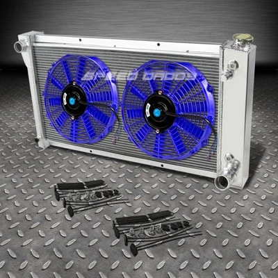 PARA 67-72 CHEVY C10 C/K BLAZER ALUMÍNIO 3 FILEIRAS/NÚCLEO RADIADOR + 12" VENTILADORES FINOS AZUIS - Imagem 1 de 4
