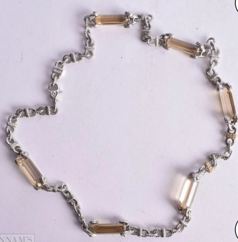 JUDITH RIPKA JR TWO Sterling Silver 18K Gold and Quartz Necklace 28.3 grams - Image 1 of 2