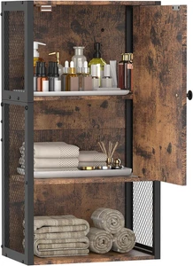 Bathroom Cabinet Wall Mount Farmhouse Medicine Laundry Brown Storage Cabinet  - Picture 1 of 12