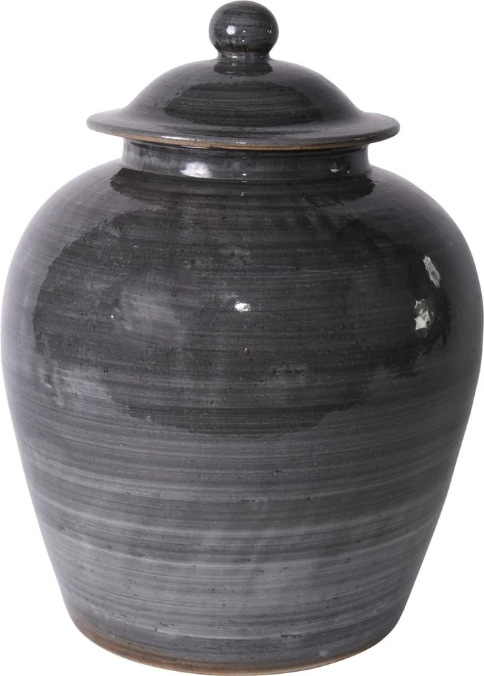 Handmade Iron Gray Ceramic Jar in Village Collection - Image 1 of 1