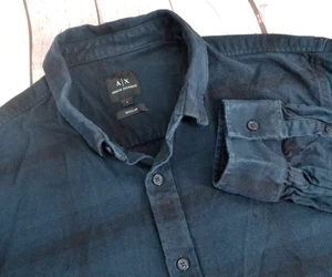 ARMANI EXCHANGE Regular Fit Long Sleeve Flannel Shirt SIZE LARGE Green Plaid - Picture 1 of 6