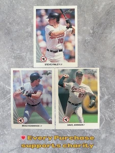 Lote de 3 cartas 1990 Leaf Orioles Steve Finley Dave Johnson Brad Komminsk EX/NM - Imagen 1 de 3