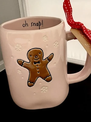 RAE DUNN  Christmas  Oh Snap  Gingerbread Man Pink Coffee Mug 2025  18oz NWT - Image 1 of 4