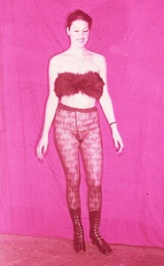 LOT 3x, Semi Nude Girl Wear Boa In Home Made Studio, Vintage Fine Art Slide, - Bild 1 von 4