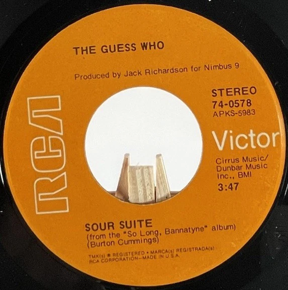 THE GUESS WHO 45 RPM SOUR SUITE / LIFE IN THE BLOODSTREAM—EX - Image 1 of 4