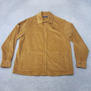 Fred Perry giacca uomo grande marrone corda velluto a coste field utility sovracamicia camicia - Foto 1 di 12