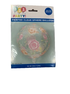Festa 321! Palloncino sfera trasparente stampato qualità elio - fiori - 18 pollici - Foto 1 di 3