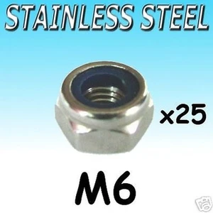 Stainless Steel NYLOCK lock NUTS nut M6 Marine etc 25pk - Picture 1 of 1