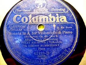 1926 FELIX SALMOND Simeon RUMSCHISKY Beethoven Cello Sonata 3 A Major Op. 69 - Picture 1 of 2