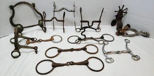 Vintage Lot 11 Pferdegebisse & 2 Einzelsporen Western Tack Cowboy Old West Eisen - Bild 1 von 18