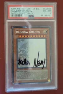 Autographed Rainbow Dragon 1st Edition Ghost Rare PSA 6 2007 YU-GI-OH TAEVEN006  - Picture 1 of 2