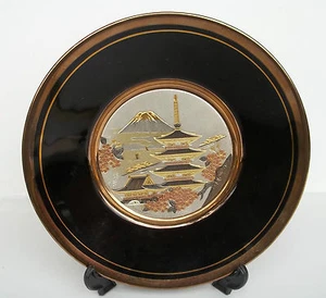The Art of Chokin Plate Buildings & Landscape  24 K Gold Edged Japan - Picture 1 of 3