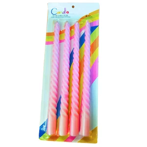 4 x 250mm long PINK WAX TABLE CANDLES birthday party - Picture 1 of 1