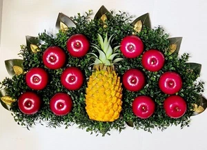 Williamsburg Colonial Style Pineapple Apple Door Topper Christmas Fan 17"X25" - Picture 1 of 5