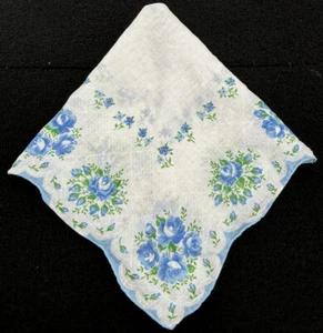 Pañuelo flores rosa azul pañuelo 11" - Imagen 1 de 5