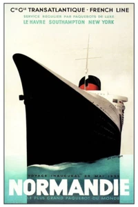 OCEAN LINERS 2142 S.S. Normandie Maiden Voyage Poster 12 x 18 - Picture 1 of 4