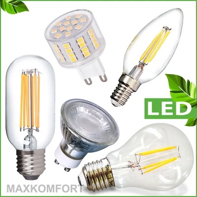LED Leuchtmittel Lampe Filament Birne Glühbirne Kerze Ersatz GU10 E14 E27 Licht - Bild 1 von 2