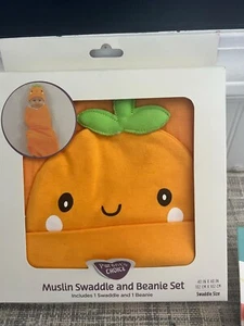 Orange Muslin Swaddle And Beanie Set - Picture 1 of 3