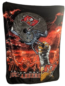 Rare TAMPA BAY BUCCANEERS Graphic Blanket Plush 74" x 59" Airplanes Helmet 2012 - Picture 1 of 12