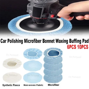 6/10 PCS Car Polishing Auto Microfiber Bonnet Polisher Waxing Buffing Fleece Pad - Picture 1 of 17