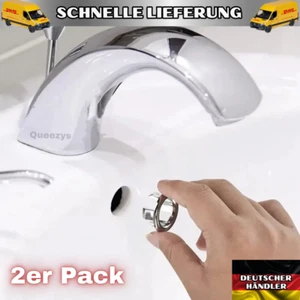 2x Waschbecken Überlauf Ring Runde Überlaufabdeckung Dekorative Küche Bad - Bild 1 von 5