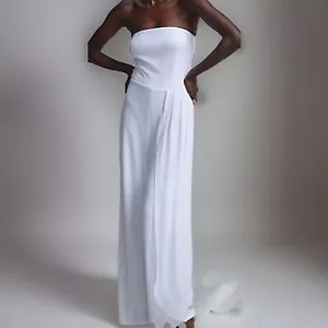 New York & Company Strapless Overlay Wide-Leg Jumpsuit - Picture 1 of 4