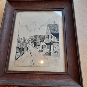 VINTAGE PEN & INK DRAWING BY J. A Sleath in original oak frame - 13" x 11" - - Picture 1 of 2