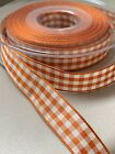 laverslace - Bronze Gold and Cream Gingham Check Ribbon 15mm Double sided