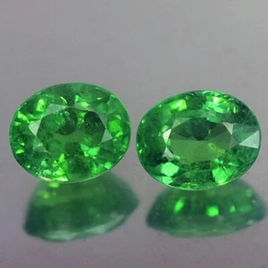 HERMOSO PAR SUPERIOR OVALADO SIN CALEFACCIÓN VERDE TSAVORITA GRANATE NATURAL de 1,32 quilates - Imagen 1 de 3