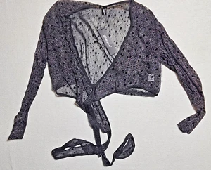 Allegra K Black Glitter Shrug With Tie Women's Large - Picture 1 of 2