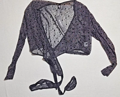 Allegra K Black Glitter Shrug With Tie Women's Large - Image 1 of 2