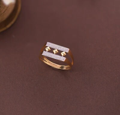 Anel masculino ouro amarelo 18kt diamante vs/si-ij cor leve anel joia - Imagem 1 de 4