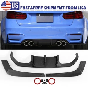 Carbon Black Rear Bumper Diffuser Lip Refit for BMW F80 M3 F82 F83 M4 15-2020 US - Picture 1 of 9