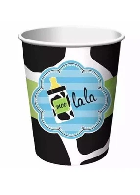 Baby Cow Print Boy Baby Shower Supplies 9 oz Cups (8 count) - Image 1 of 2