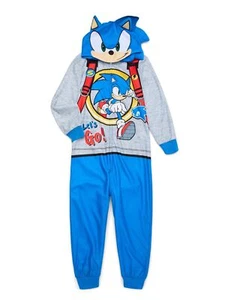 Sonic The Hedgehog 'Let's Go' Boy's Hooded Costume Pajama Sleeper - Picture 1 of 7