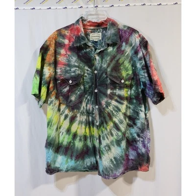 Camisa High Sierra manga curta tie-dye botão para baixo tamanho XL - Imagem 1 de 4