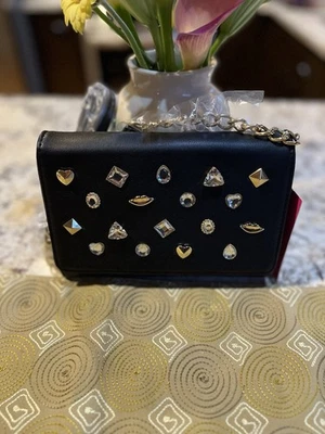 NEW Betsey Johnson XO Sybil GEMS Gemstone Crossbody Bag In Black - Image 1 of 4