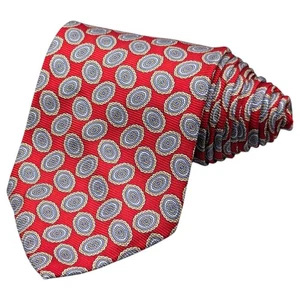 Brooks Brothers Tie Mens 60" Silk Red Blue Cream Floral Medallion Wide USA Italy - Picture 1 of 8